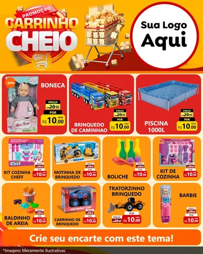 Modelo de Rede Social para Feed Instagram com o tema Promoção carrinho cheio para Brinquedos