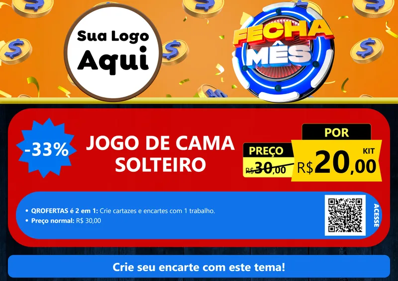 Modelo de Cartaz para Cartaz A4 Horizontal com o tema Fecha Mês para Cama, Mesa e Banho