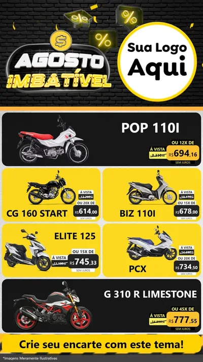 Modelo de TV para TV Vertical com o tema Agosto Imbatível para Concessionaria de Motos