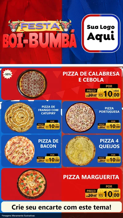 Modelo de TV para TV Vertical com o tema Festa Boi Bumbá para Pizzaria