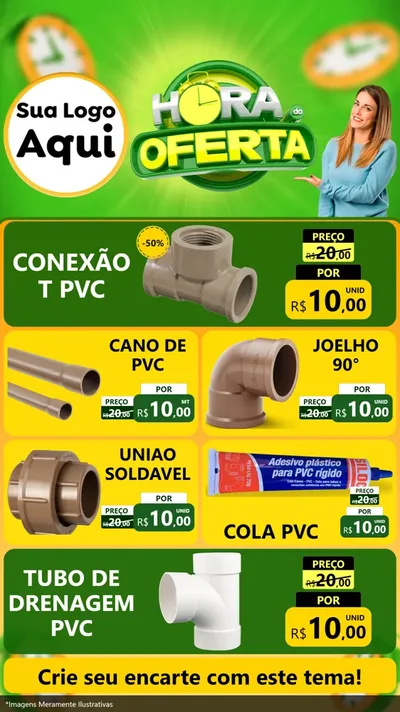 Modelo de TV para TV Vertical com o tema Hora da Oferta para Tubos e conexões