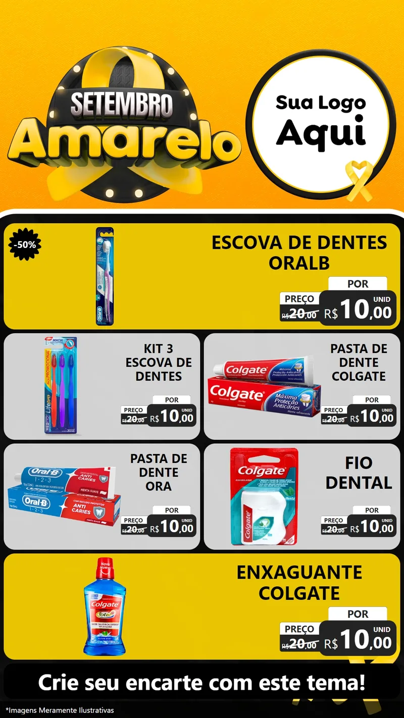 Modelo de TV para TV Vertical com o tema Setembro Amarelo para Higiene Pessoal