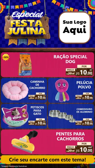 Modelo de TV para TV Vertical com o tema Especial Festa Julina para Pet Shop