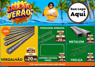 Modelo de Encarte para Encarte A4 Horizontal com o tema Saldão de Verão para Ferragens