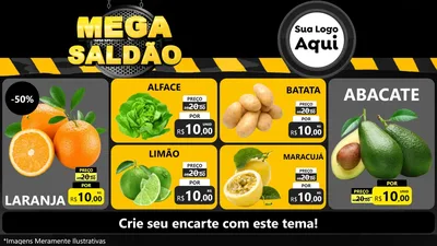 Modelo de TV para TV Horizontal com o tema Mega Saldão para Hortifrúti