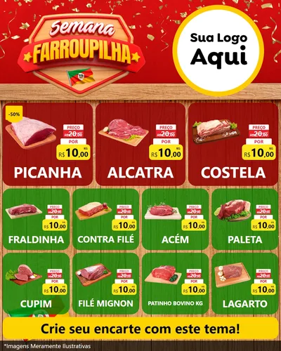 Modelo de Rede Social para Feed Instagram com o tema Semana Farroupilha para Açougue