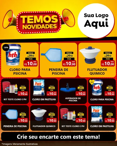 Modelo de Rede Social para Feed Instagram com o tema Temos Novidades para Produtos para Piscina