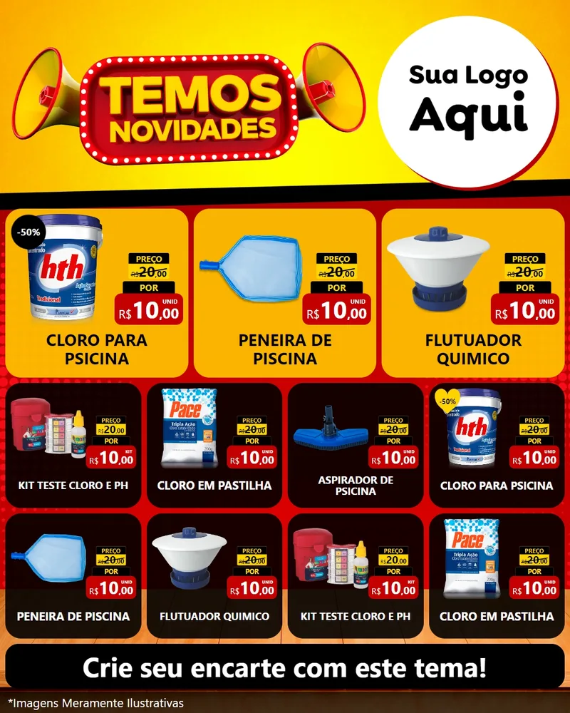 Modelo de Rede Social para Feed Instagram com o tema Temos Novidades para Produtos para Piscina