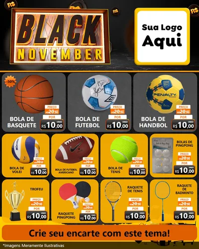 Modelo de Rede Social para Feed Instagram com o tema Black November para Artigos Esportivos