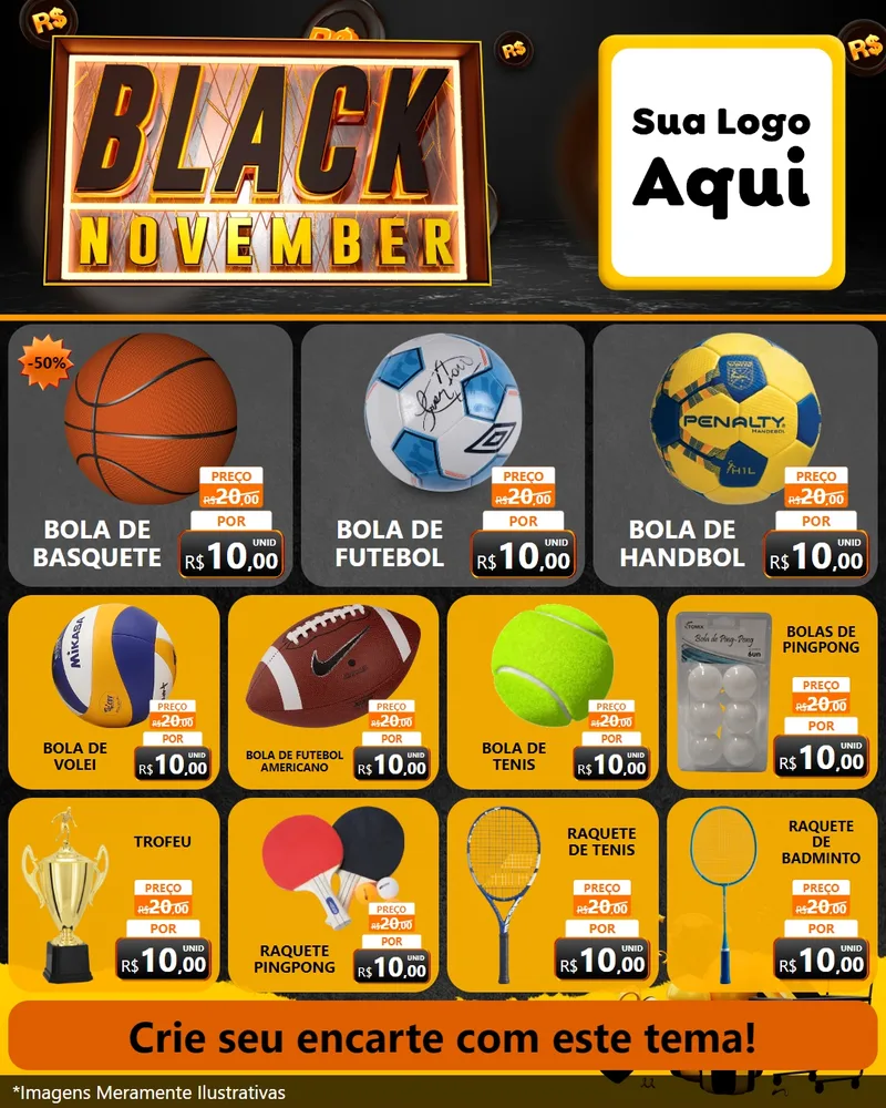 Modelo de Rede Social para Feed Instagram com o tema Black November para Artigos Esportivos