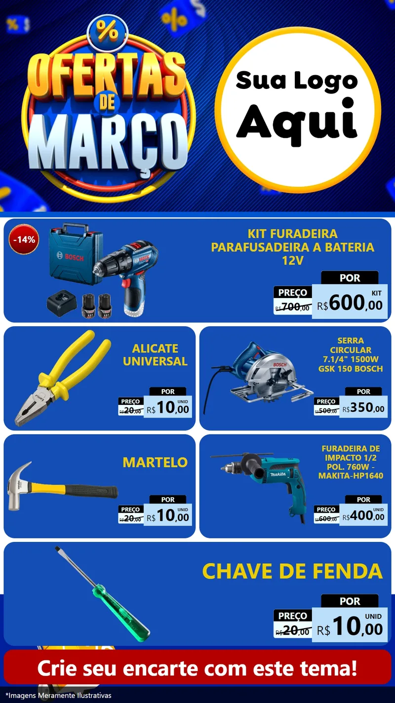 Modelo de TV para TV Vertical com o tema Ofertas de Março para Maquinas e Ferramentas
