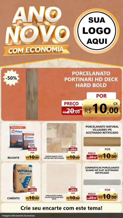 Modelo de Rede Social para Stories com o tema Ano Novo Com Economia para Pisos e revestimentos