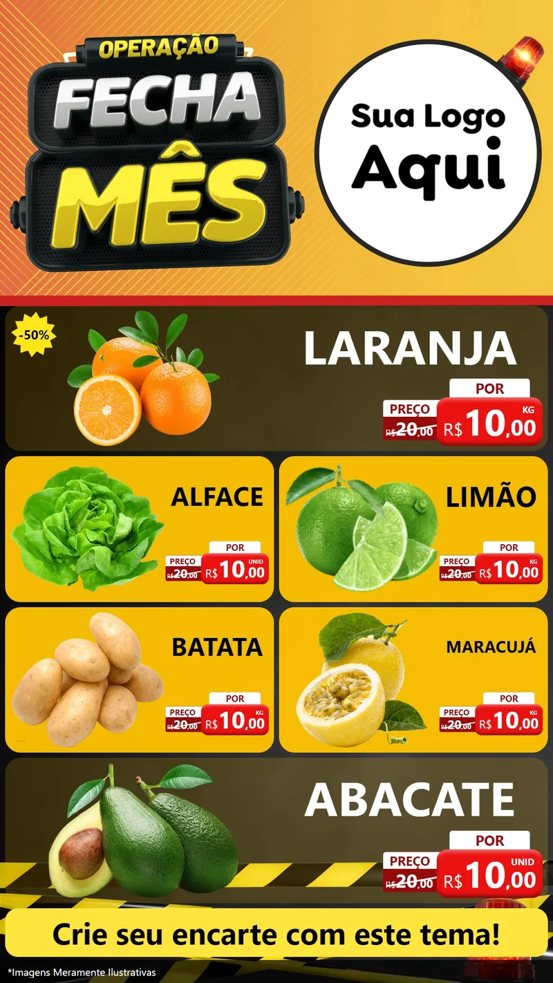 Modelo de TV para TV Vertical com o tema Operação Fecha Mês para Hortifrúti