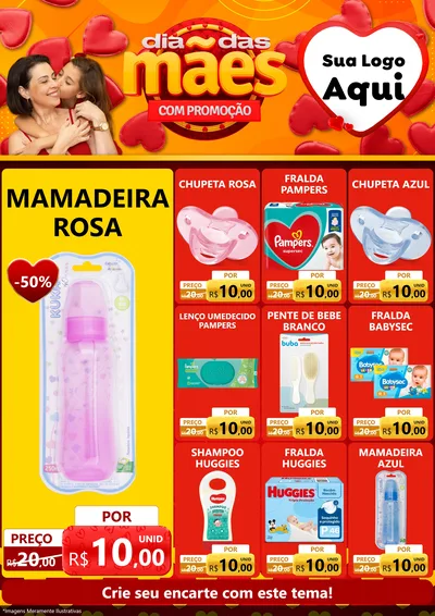 Modelo de Encarte para Encarte A4 Vertical com o tema Dia das Mães com Promoção para Bebês