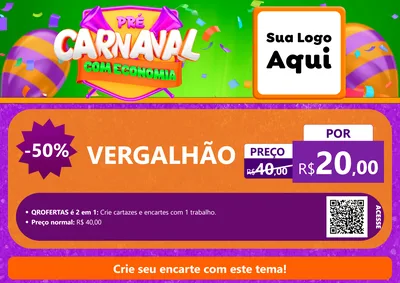 Modelo de Cartaz para Cartaz A4 Horizontal com o tema Pré-Carnaval Com Economia para Ferragens