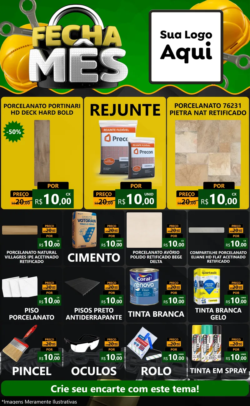 Modelo de Encarte para Encarte Grande com o tema Fecha Mês para Pisos e revestimentos