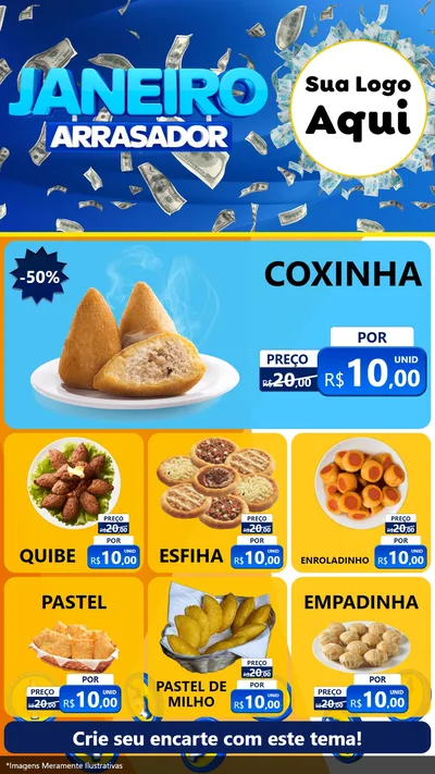 Modelo de Rede Social para Stories com o tema Janeiro Arrasador para Salgadaria