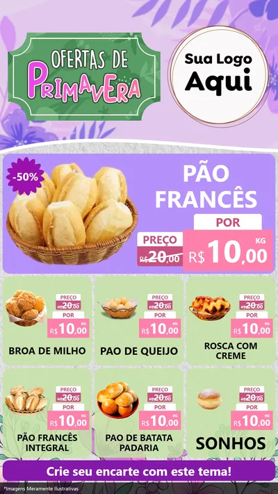 Modelo de Rede Social para Stories com o tema Ofertas de Primavera para Padaria