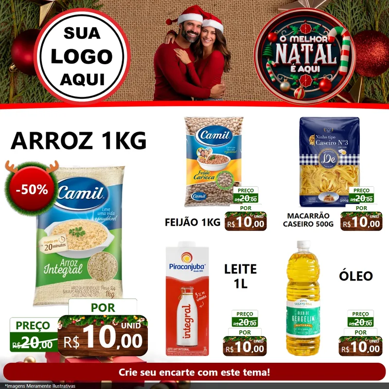 Modelo de Rede Social para Feed Facebook com o tema O Melhor Natal É Aqui para Supermercado