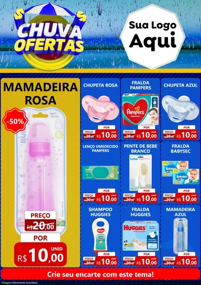 Modelo de Encarte para Encarte A4 Vertical com o tema Chuva de Ofertas para Bebês