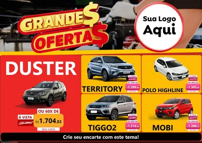 Modelo de Encarte para Encarte A4 Horizontal com o tema Grandes Ofertas - Autopeças para Concessionaria de Carros