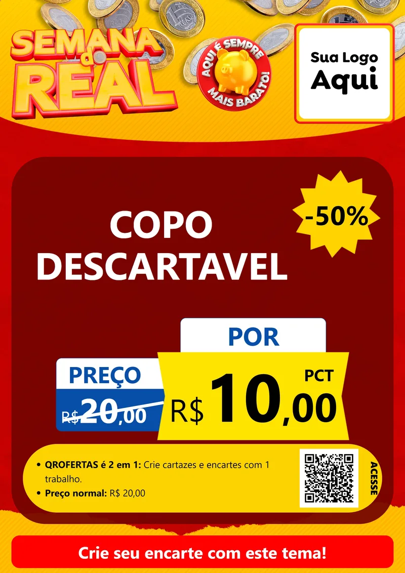 Modelo de Cartaz para Cartaz A4 Vertical com o tema Semana do Real para Embalagens