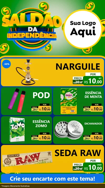 Modelo de TV para TV Vertical com o tema Saldão da Indepêndencia para Tabacaria