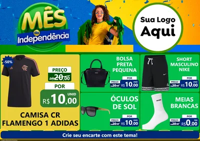 Modelo de Encarte para Encarte A4 Horizontal com o tema Mês da Independência para Roupas e acessórios
