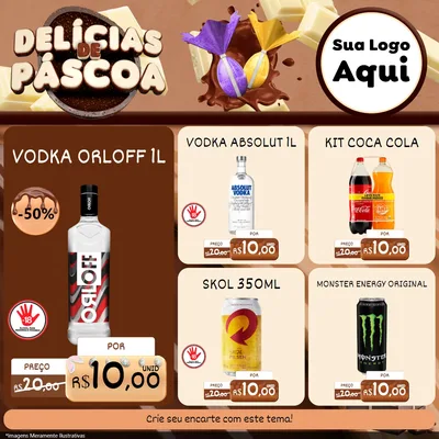 Modelo de Rede Social para Feed Facebook com o tema Delícias de Páscoa para Distribuidora de bebidas
