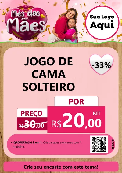 Modelo de Cartaz para Cartaz A4 Vertical com o tema Mês das Mães para Cama, Mesa e Banho