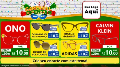 Modelo de TV para TV Horizontal com o tema Carnaval de Ofertas para Óticas