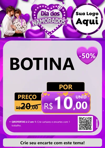 Modelo de Cartaz para Cartaz A4 Vertical com o tema Dia dos Namorados para Agropecuária