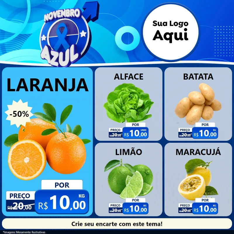 Modelo de Rede Social para Feed Facebook com o tema Novembro Azul para Hortifrúti