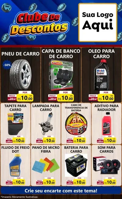 Modelo de Encarte para Encarte Grande com o tema Clube de Descontos para Auto peças