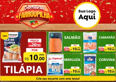 Modelo de Encarte para Encarte A4 Horizontal com o tema Semana Farroupilha para Peixaria