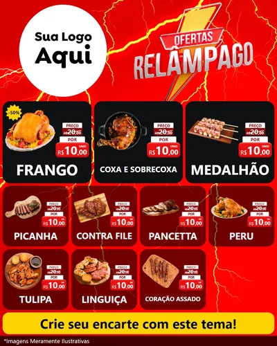 Modelo de Rede Social para Feed Instagram com o tema Ofertas Relâmpago para Assados