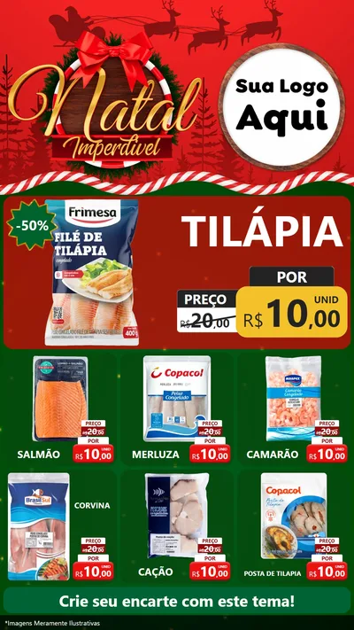 Modelo de Rede Social para Stories com o tema Natal Imperdível para Peixaria
