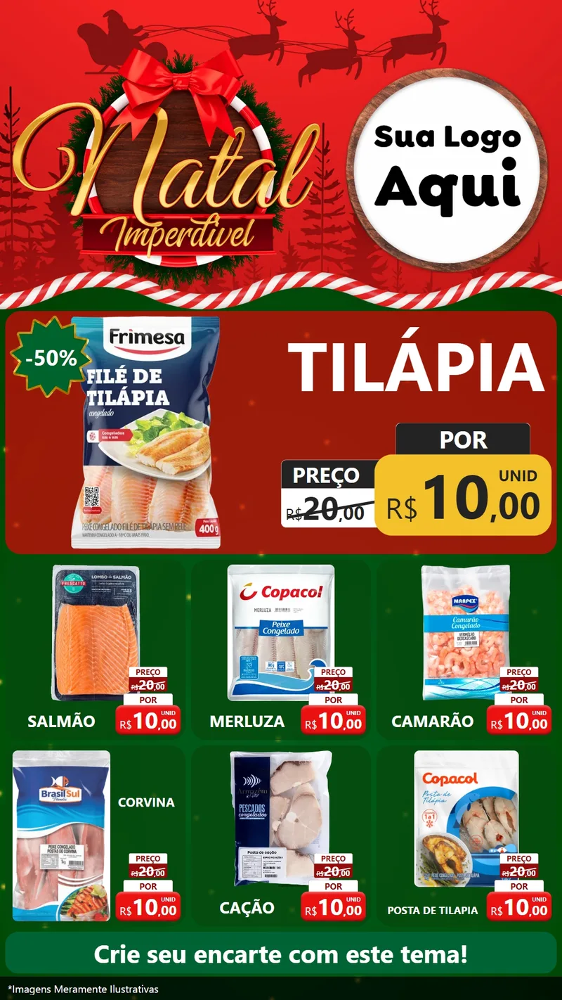 Modelo de Rede Social para Stories com o tema Natal Imperdível para Peixaria
