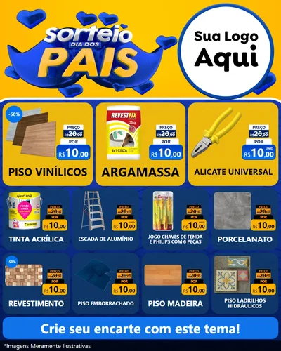 Modelo de Rede Social para Feed Instagram com o tema Sorteio Dia dos Pais para Material para Construção