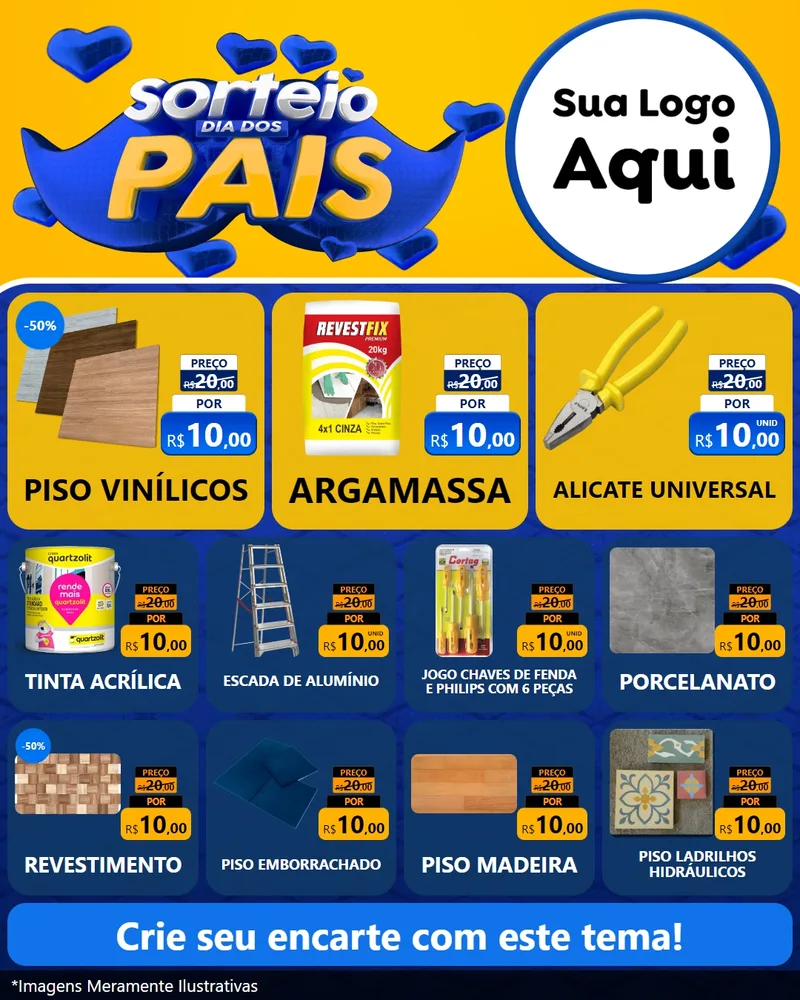 Modelo de Rede Social para Feed Instagram com o tema Sorteio Dia dos Pais para Material para Construção