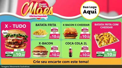 Modelo de TV para TV Horizontal com o tema Show das Mães - Ofertas Especiais para Hamburgueria