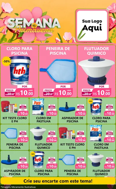 Modelo de Encarte para Encarte Grande com o tema Semana da Primavera para Produtos para Piscina