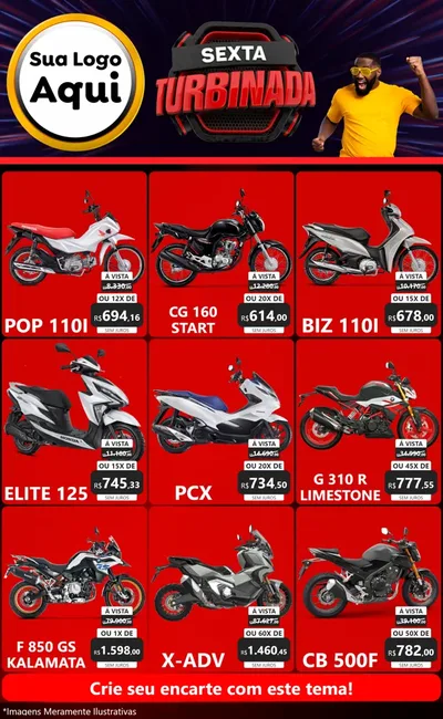 Modelo de Encarte para Encarte Grande com o tema Sexta Turbinada para Concessionaria de Motos