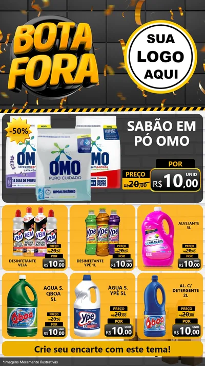 Modelo de Rede Social para Stories com o tema Bota Fora para Produtos de Limpeza
