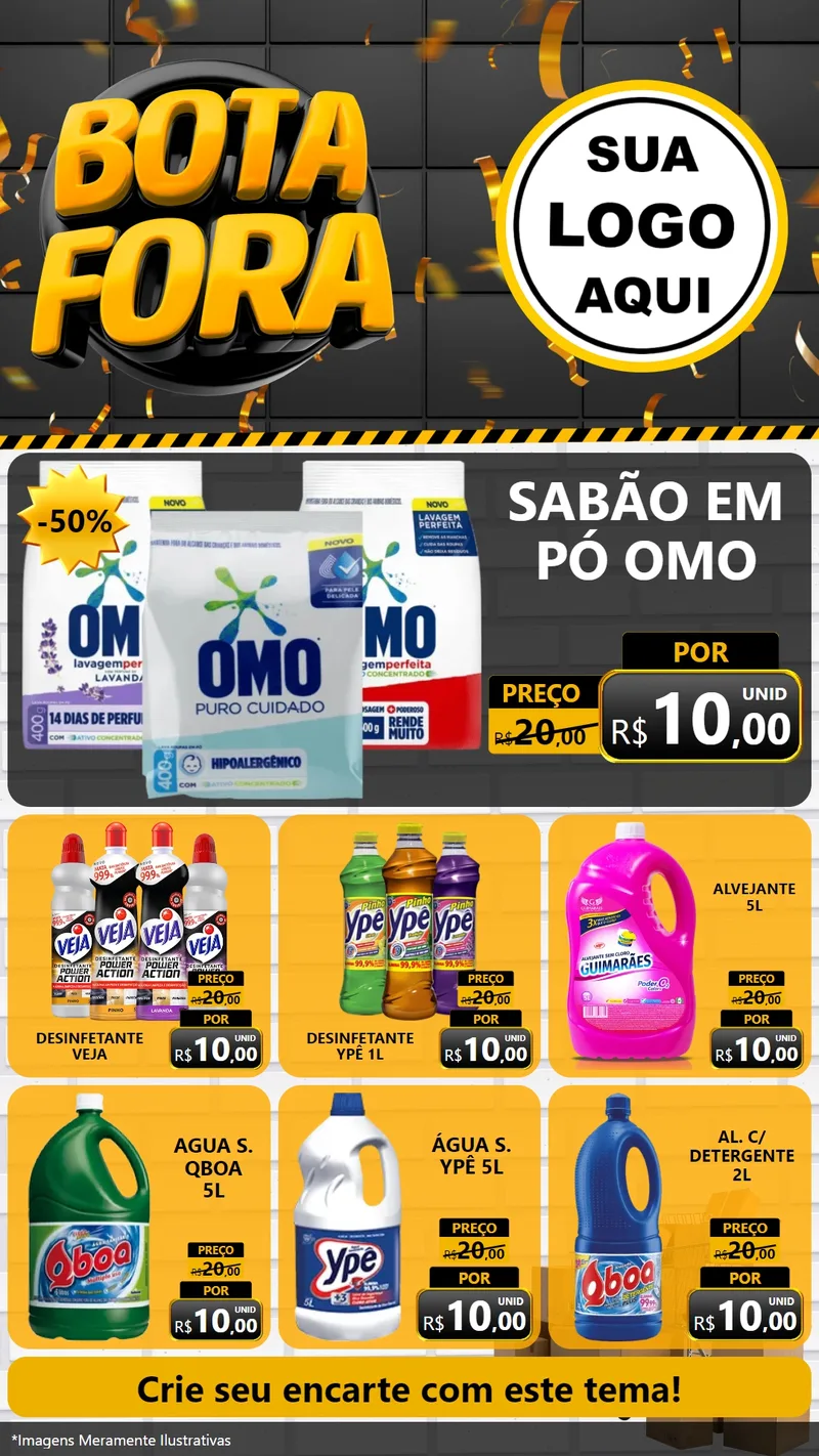 Modelo de Rede Social para Stories com o tema Bota Fora para Produtos de Limpeza