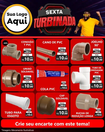 Modelo de Rede Social para Feed Instagram com o tema Sexta Turbinada para Tubos e conexões