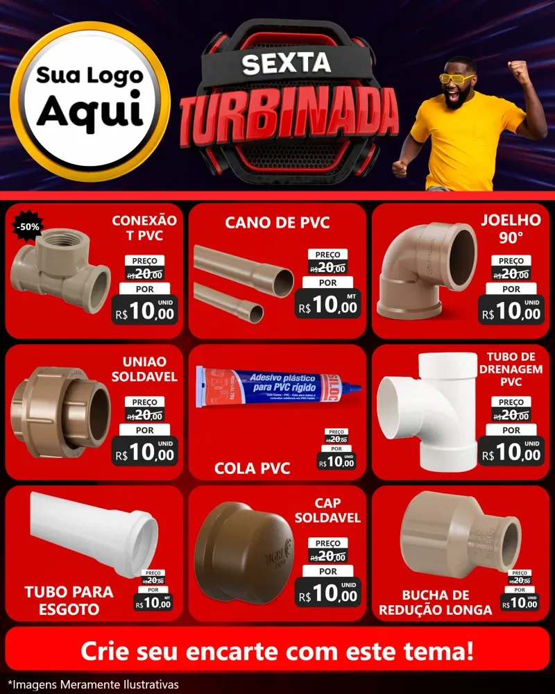 Modelo de Rede Social para Feed Instagram com o tema Sexta Turbinada para Tubos e conexões