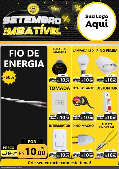 Modelo de Encarte para Encarte A4 Vertical com o tema Setembro Imbatível para Materiais Elétricos