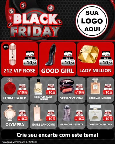 Modelo de Rede Social para Feed Instagram com o tema Black Friday para Perfumes