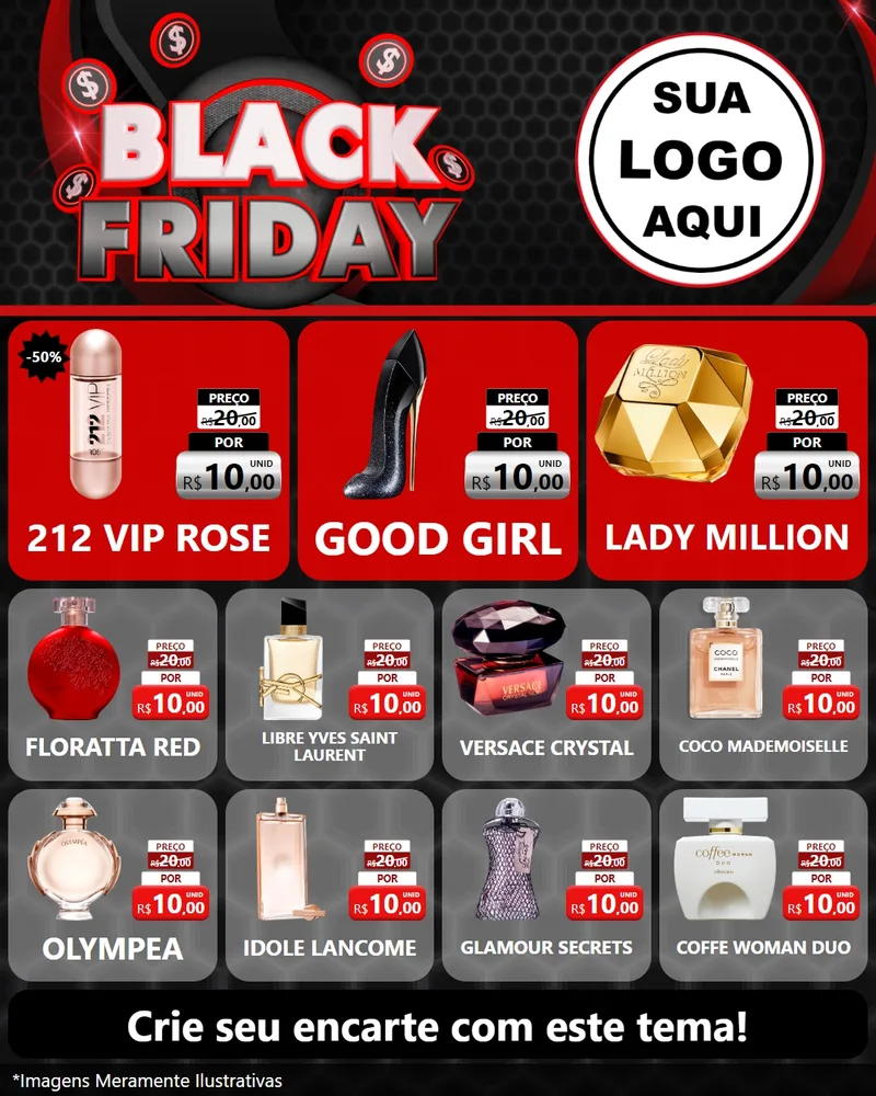 Modelo de Rede Social para Feed Instagram com o tema Black Friday para Perfumes